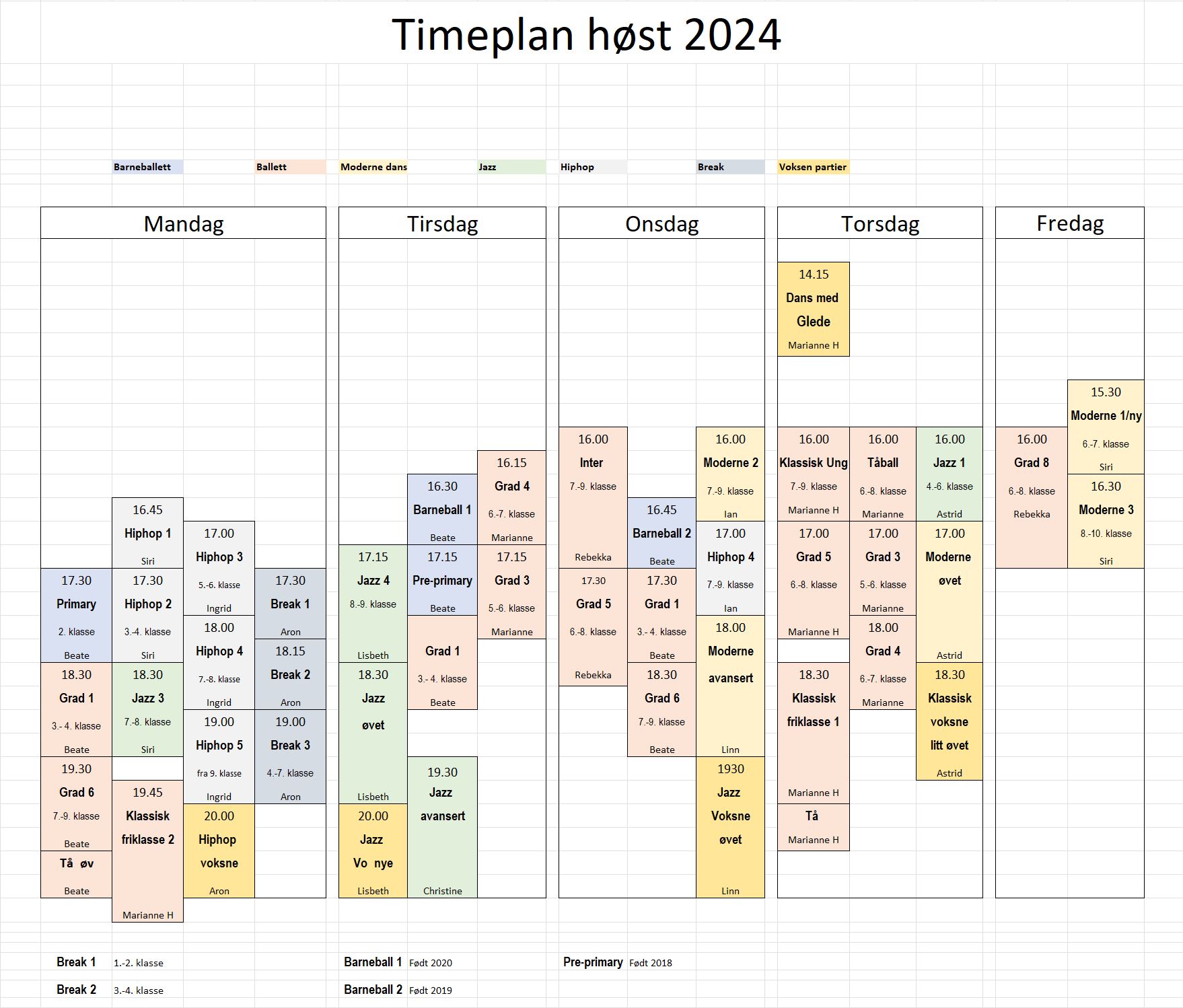 Timeplan til hjemmesiden 19.8