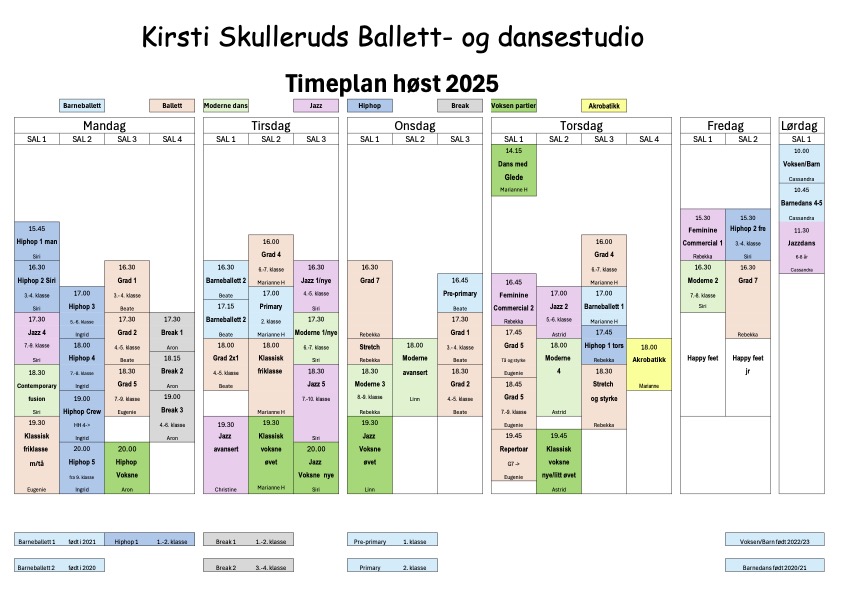 Timeplan H 25. Eugenies siste versjon